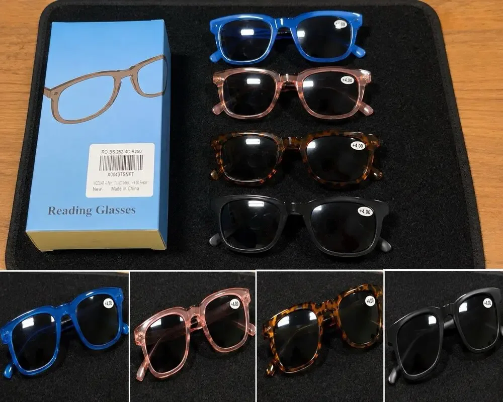 4 Pack Reading Glasses +2.5 Oversized Fashion Frames Assorted Colors New
